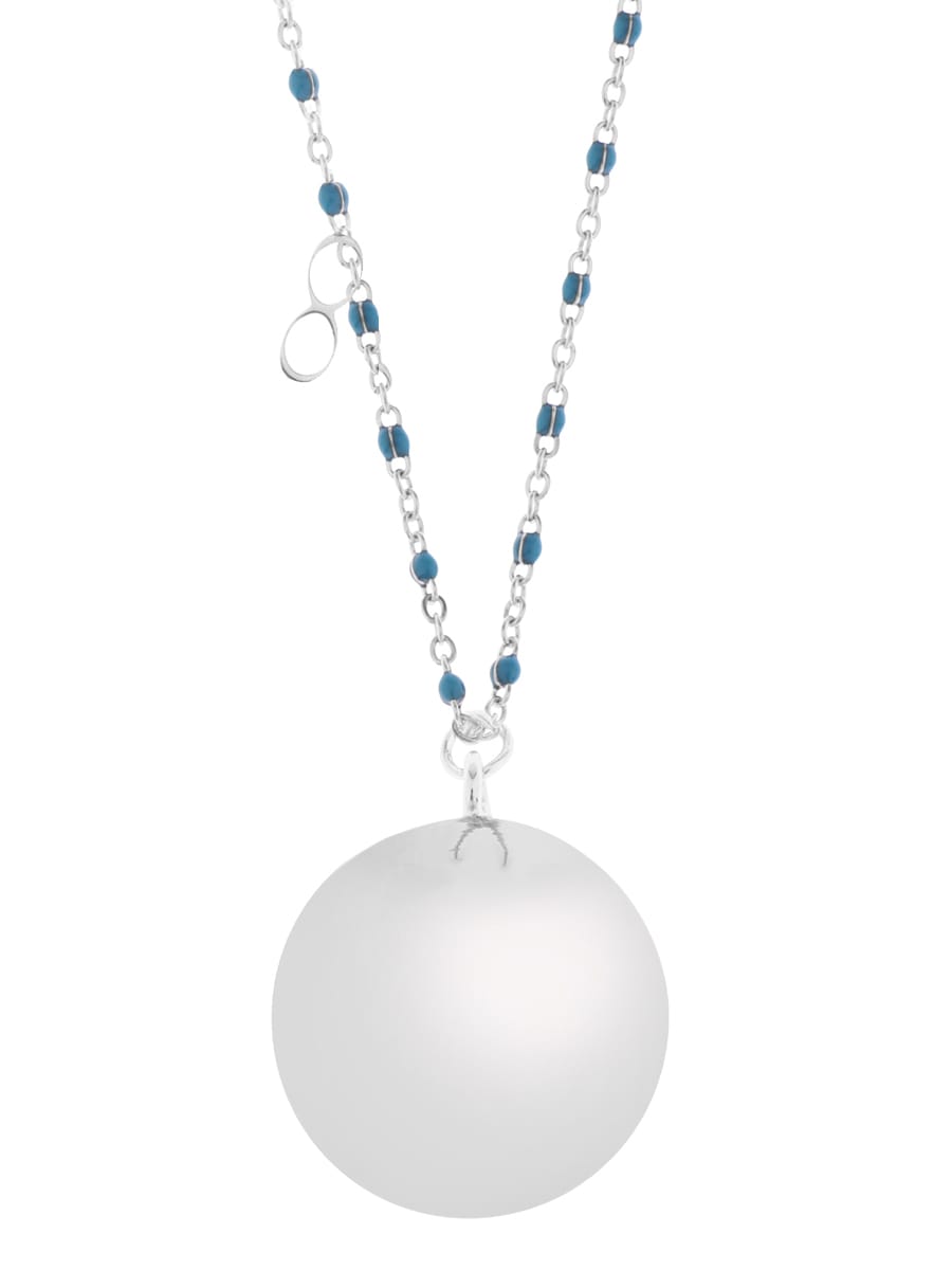 Fine silver/blue | Bola zwangerschapsketting [ID-488]
