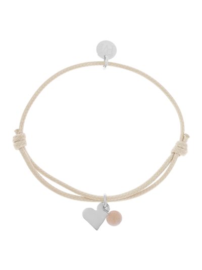 Armband Mea | heart/silver/creme/moonstone [ID-589]